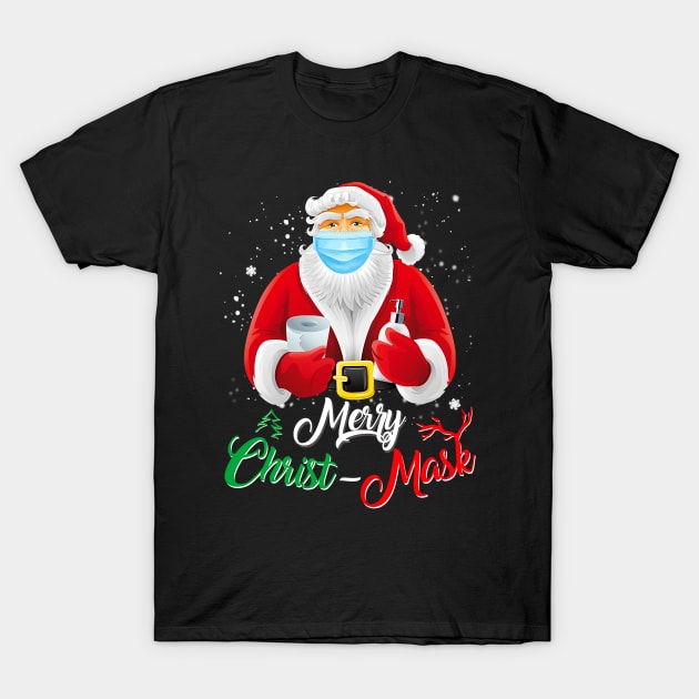 Merry Christmas 2020 Quarantine Santa Mask Funny T-Shirt by lostbearstudios